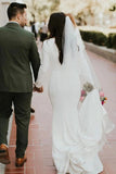 Ivory Satin Mermaid Long Sleeves Scoop Wedding Dresses, Bridal Gowns, SW502 | mermaid satin wedding dress | vintage wedding dresses | wedding dresses stores | www.simidress.com