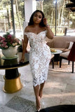 Ivory Sheath Off Shoulder Lace Short Bridesmaid Dresses, Bridesmaid outfit, BD127