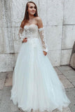 Ivory Tulle A-line Lace Sweetheart Detachable Sleeves Wedding Dresses, SW472 | long sleeves wedding dresses | beach wedding dress | tulle wedding dress | www.simidress.com