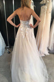 Ivory Tulle A-line Strapless Sweetheart Lace Appliqued Wedding Dresses, SW423 | wedding dress online | lace wedding dresses | bridal gowns | wedding dress online | www.simidress.com