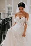 Ivory Tulle A-line Sweetheart Appliqued Wedding Dresses, Bridal Gown, SW465 | ivory lace wedding dress | a line wedding dress | wedding gowns | www.simidress.com