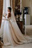 Ivory Tulle A-line Sweetheart Appliqued Wedding Dresses, Bridal Gown, SW465