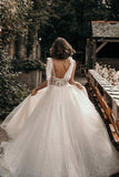 Ivory Tulle Lace A-line Sweetheart Wedding Dresses With Sweep Train, SW533 | cheap lace wedding dresses | beach wedding dress | vintage wedding dresses | www.simidress.com