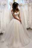 Ivory Tulle Off Shoulder A-line Sweetheart Wedding Dresses, Bridal Gown, SW559 | tulle wedding dresses | simple wedding dresses | bridal gown | simidress.com