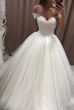 Ivory Tulle Off Shoulder A-line Sweetheart Wedding Dresses, Bridal Gown, SW559 | cheap wedding dresses | wedding dresses near me | wedding dresses online | simidress.com