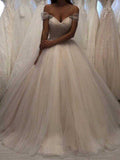 Ivory Tulle Off Shoulder A-line Sweetheart Wedding Dresses, Bridal Gown, SW559 | vintage wedding dresses | bohemian wedding dresses | wedding dresses stores | simidress.com