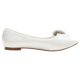 Woman's Satin Flat Peep Toe Shoes,High Quality Wedding Shoes, L-575