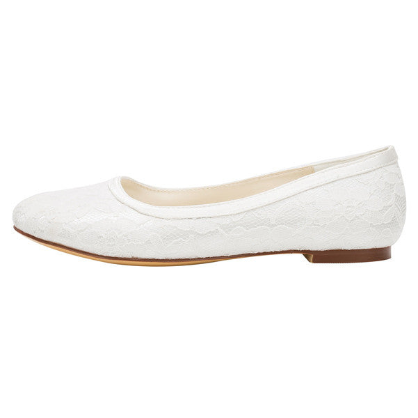 Lace Satin Flat Heel Closed Toe Shoes,High Quality Wedding Shoes, L-577