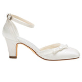 Wedding Shoes,Women's Satin Stiletto Heel Closed Toe Pumps With Buckle,L-585