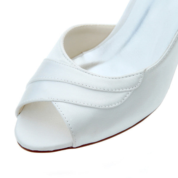 Satin Stiletto Heel Peep Toe Pumps,Wedding Dresses,Cheap Woman Shoes,L-589