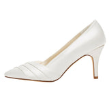 Women's Satin Stiletto Heel Closed Toe Pumps,High Quality Wedding Shoes, L590