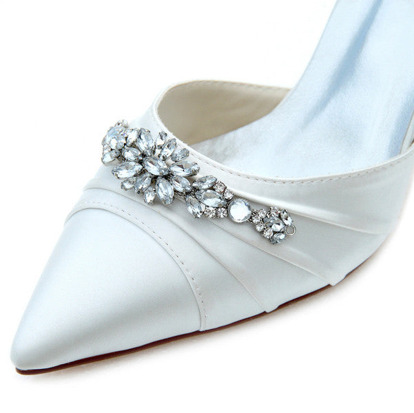 Women's Net Yarn Stiletto Heel Closed Toe Pumps With Beading, L591