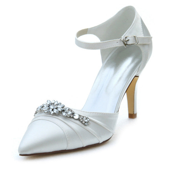 Women's Net Yarn Stiletto Heel Closed Toe Pumps With Beading, L591