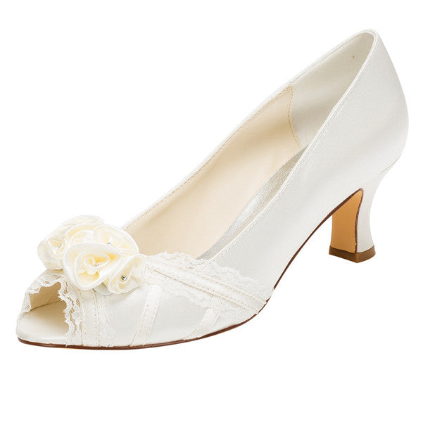 Wedding Dresses,Cheap Woman Shoes,Satin Stiletto Heel Peep Toe Pumps,L-592