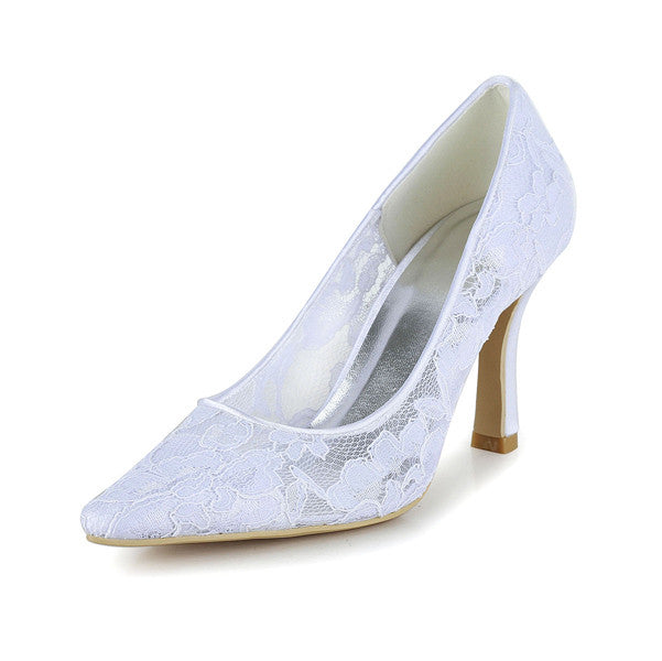 Coleen Ivory Lace Mid Heel Peep Toe Wedding Shoe | Dresses 2 Impress U