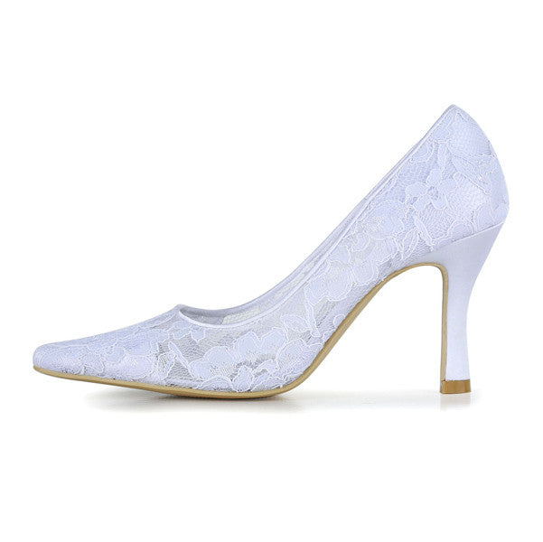 Ivory Woman's Stiletto Heel Closed Toe, Cheap Wedding Shoes, L595