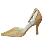 Gold Sequin Shiny Gorgeous Sparkly Ankle Strap Shoes For Women, L599