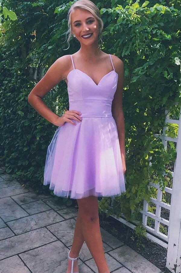 Lavender Satin A-line Sweetheart Homecoming Dresses SH586 Simidress