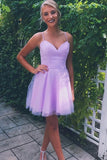 Lavender Satin A-line Sweetheart Homecoming Dresses, Short Prom Dress, SH586