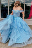 Tulle prom dresses | light blue prom dresses | evening gowns | simidress.com