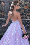 Lilac A-line V-neck Backless Lace Appliques Prom Dress, Evening Gown, SP886 | backless prom dresses | prom dress stores | dress for prom | simidress.com