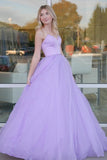Lilac Ball Gown Tulle Sweetheart Neck Prom Dresses, Long Formal Dresses, SP871