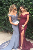 Mermaid Off Shoulder Sweetheart Sweep Train Bridesmaid Dress With Lace, M111