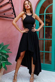 Black High Low Simple Design Long Prom Dresses, Cheap Prom Dresses, M117