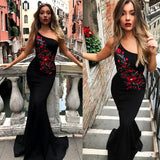 Black One Shoulder Mermaid Pretty Long Prom Dresses, Cheap Prom Dresses, M127
