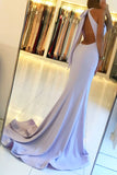 Backless Mermaid Long Prom Dresses with Side Slit,Simple Party Dresses, M149