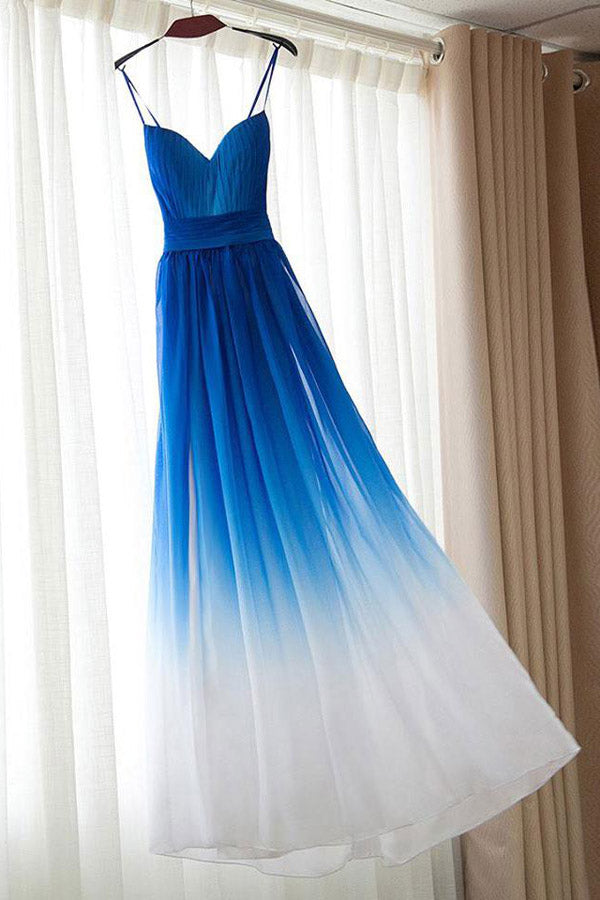 Royal Blue Ombre Spaghetti Strap Long Prom Dress,Bridesmaid Dresses, M160