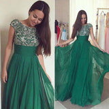 Dark Green Chiffon A-line Prom Dress with Beading, Long Formal Dress at simidress.com