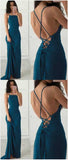 Halter Backless Simple Cheap Chiffon Long Prom Dress with Criss Cross at simidress.com