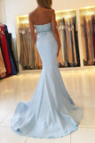 Light Blue Sweetheart Neck Beaded Bodice Mermaid Prom Dresses at simidress.com