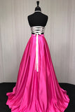 Two Piece A-line Princess Halter Simple Cheap Long Prom Dresses at simidress.com