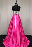 Two Piece A-line Princess Halter Simple Cheap Long Prom Dresses at simidress.com