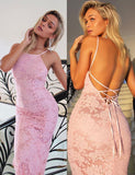 Gorgeous Lace Mermaid Long Prom Dresses, Backless Long Evening Dresses at simidress.com
