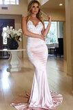 Spaghetti Straps Lace Mermaid Backless Long Prom Dresses, Cheap Evening Dresses, M212