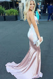 Spaghetti Straps Lace Mermaid Backless Long Prom Dresses, Cheap Evening Dresses at simidress.com