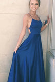 Navy Blue A-line Straps Simple Long Prom Dress, Formal Dress, Party Dress, M215