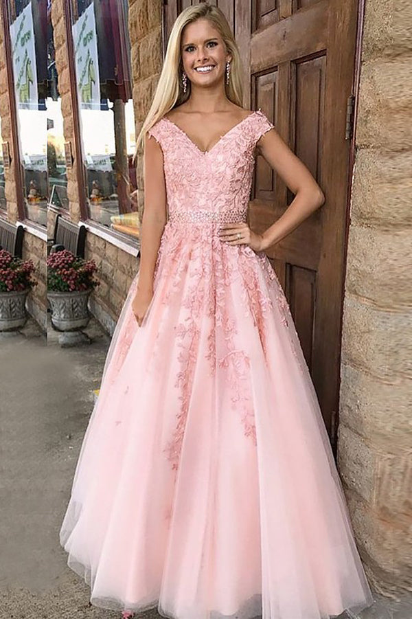 Buy Tulle Prom Dresses V-neck Ball-Gown/Princess Asymmetrical Chanel online  – Misspromdress