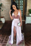 Charming New Simple Prom Dresses, Modern Spaghetti Straps Slit Prom Dress, M258