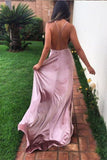 Charming New Simple Prom Dresses, Modern Spaghetti Straps Slit Prom Dress, M258