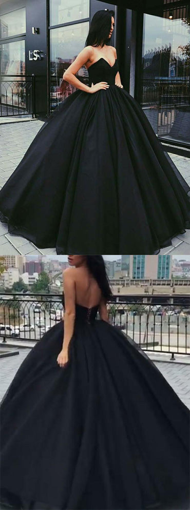 Chic Black Ball Gown Long Prom Dresses, Evening Dresses Party Dress, M282 at simidress.com