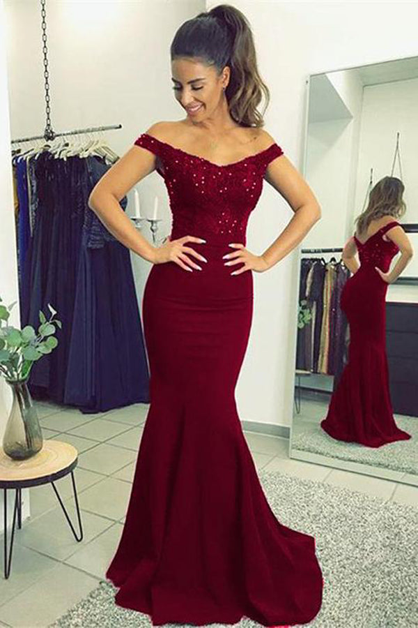Fabulous Burgundy Lace V-neck Mermaid Long Prom Dresses Party Dress wi – Simidress Fabulous Burgundy Lace V-neck Mermaid Long Prom Dresses Party Dress wi – Simidress