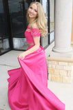 Fashion Two Piece Off Shoulder Long Prom Dress with Lace, Satin Formal Dresses, M300 at simidress.com