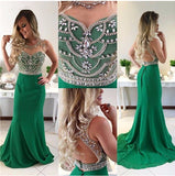 Gorgeous Cheap Green Beaded Mermaid Long Prom Dresses, Evening Dress, M311 at simidress.com
