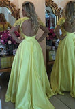 Tulle Silk-like Satin A-line Scoop Appliques Lace Long Sleeve Prom Dresses, M318 at simidress.com