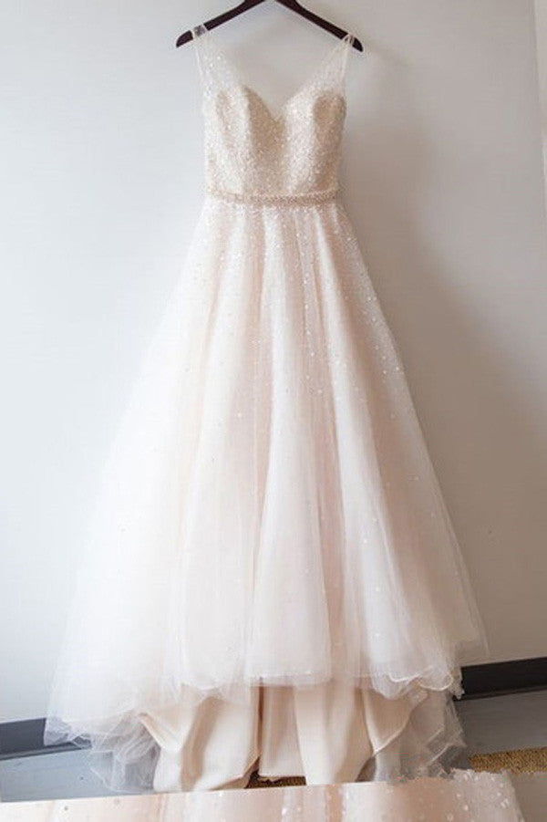 Blush Pink Prom Dresses,Ball Gown Lace Prom Gowns,Simple Prom Dresses –  Simidress