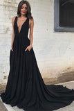 Black Prom Dresses,Sweep Train Prom Dress,Sexy Prom Dress,Evening Gowns,M79